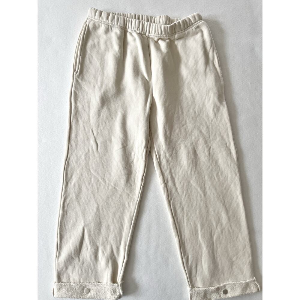 Les Tien Pants Women M Cream Fleece Sweatpants Straight Leg Made USA Lounge